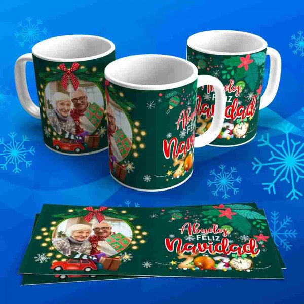 Tazas Navideñas Personalizadas "Carritos" con Foto