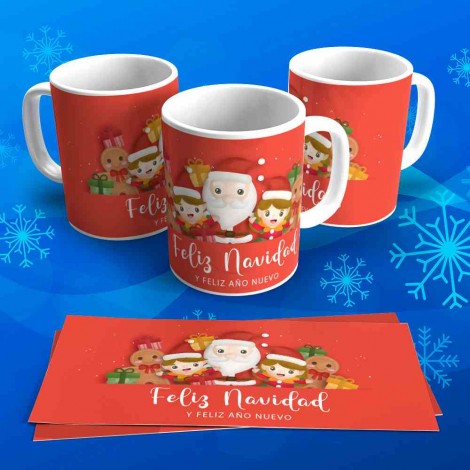 Tazas Personalizas Papa Noel & Amigos (Feliz Navidad y Año Nuevo)