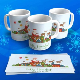 Tazas Personalizadas Navideñas Papa Noel (Feliz Navidad y Feliz Año Nuevo)