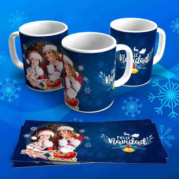 Tazas Personalizadas Navideñas "Papa Noel" con Foto
