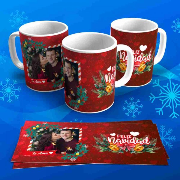 Tazas Navideñas Personalizadas "Te Amo" con Foto