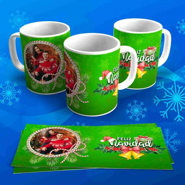 Tazas Personalizadas Navideñas "Campanas" con Foto